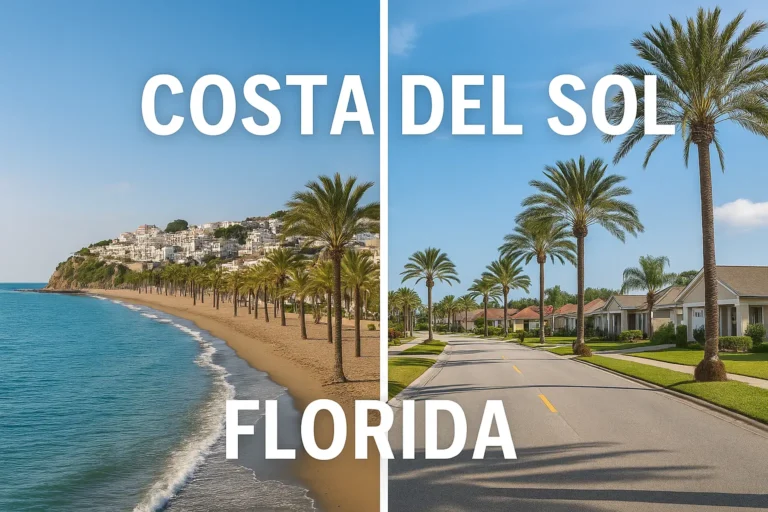 Retiring in Florida vs Costa del Sol with Mediterranean coastline and Florida retirement community
