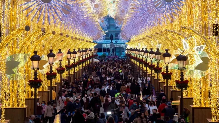 Christmas on the Costa del Sol. Christmas lights in Malaga on Spains Costa del Sol