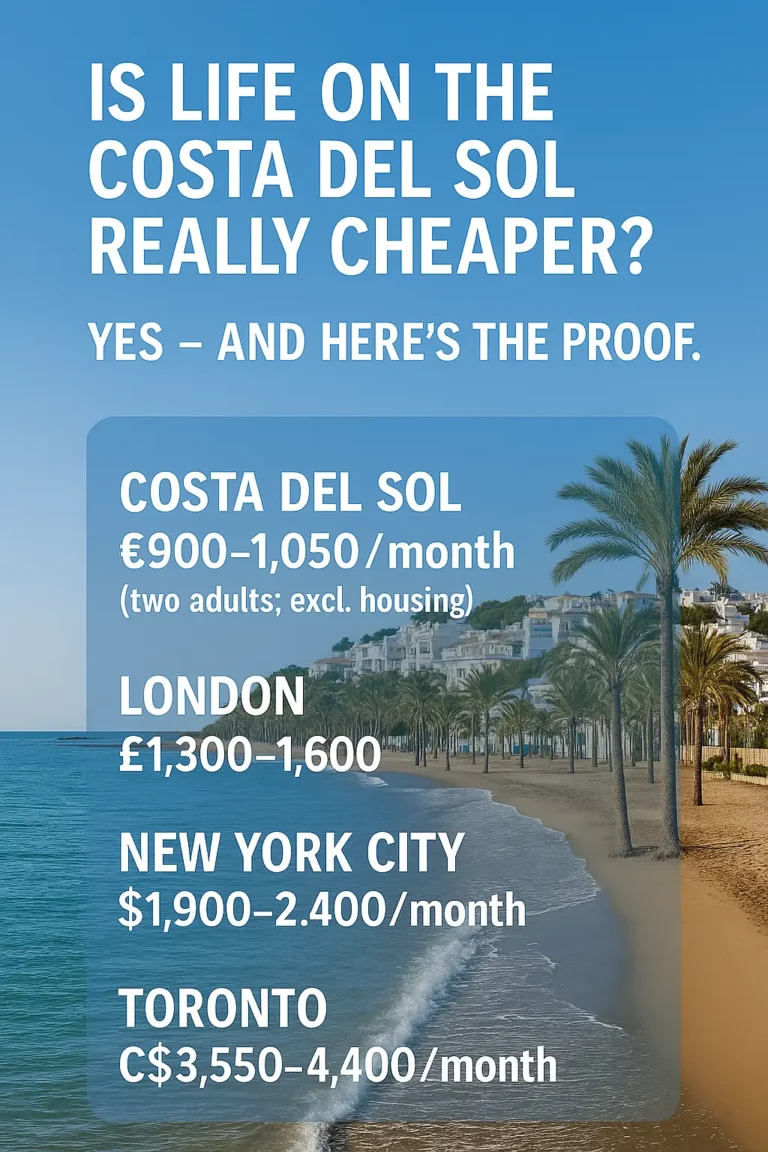 Cost of Living Costa del Sol vs London, NYC & Toronto